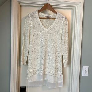 Loft Outlet Sequin Sweater White Size S
